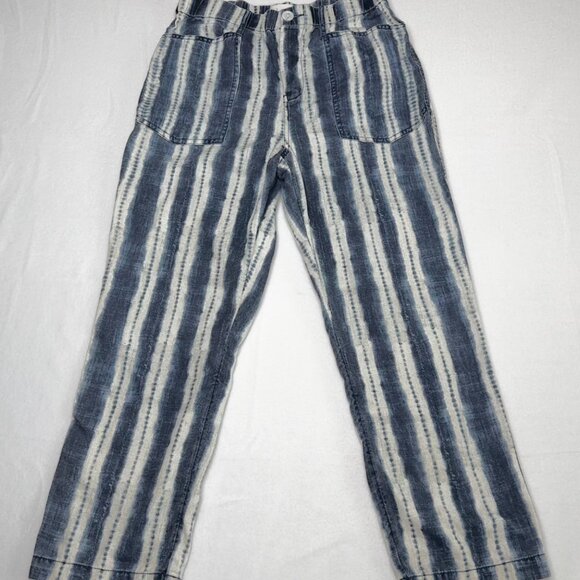 Anthropologie Womens Pants Small Victoire Blue White Tie-Dye Cargo - Picture 1 of 9